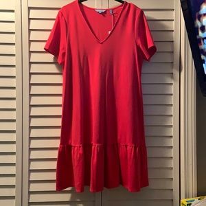 Pink ruffled shift dress